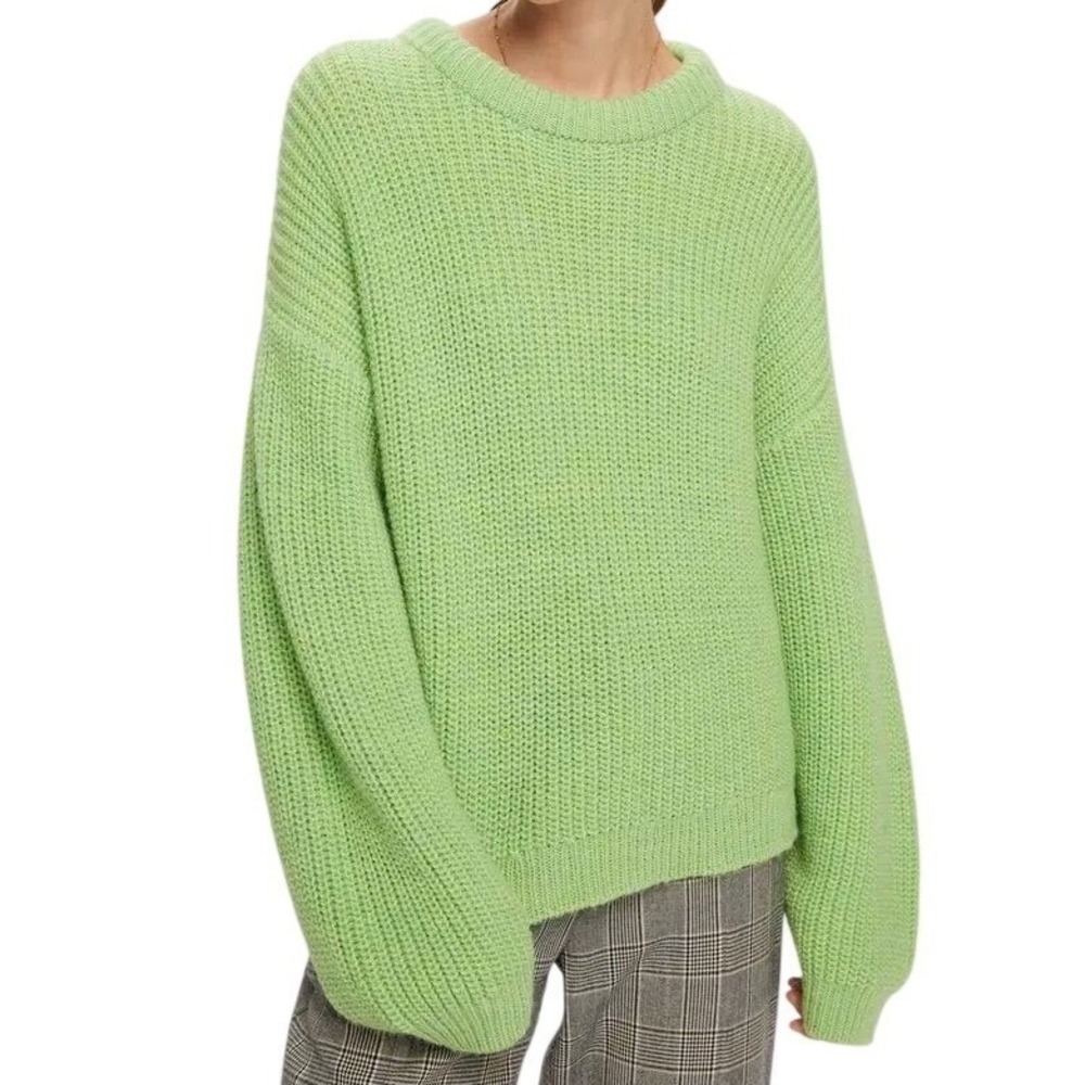 Scotch & Soda Maison Scotch Arctique Lime Green Wool Alpaca Ribbed Sweater Sz XS